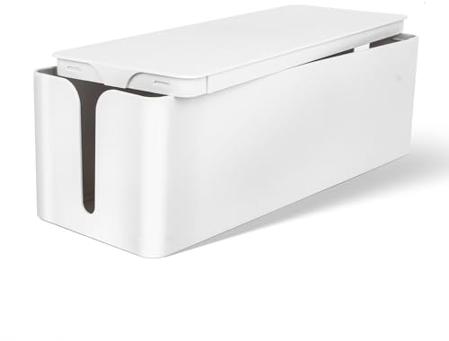 ZUPAPJO Pieghevole Scatola Porta Cavi, Plastica per Scatola Nascondi Cavi, con Fori di Ventilazione e Base Antiscivolo, Adatto per Uffici e Abitazioni, Bianco (40 x 14,5 x 12,7 cm)