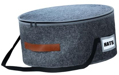 RoaQinFo Caja Organizadora de Sombreros de Vaquero con Tapa a Prueba de Polvo, Contenedor de Viaje de Fieltro Redondo, Caja Organizadora para Armario Y Oficina