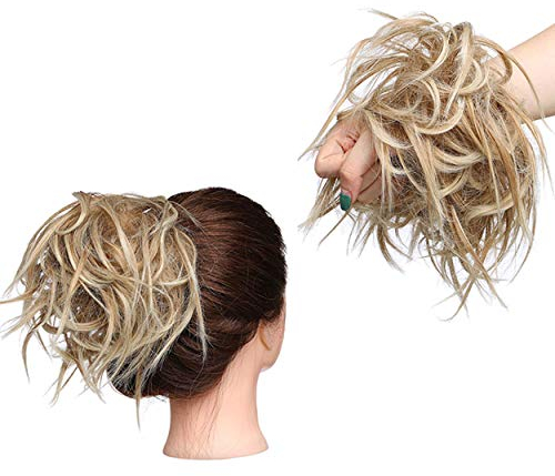 Estensioni dei capelli arruffati Moda Hairpiece Scrunchie Dritto elastico updo Scrunchy Bun Brown Blonde Parrucca coda di cavallo Hairdo Biondo sabbia a biondo candeggina