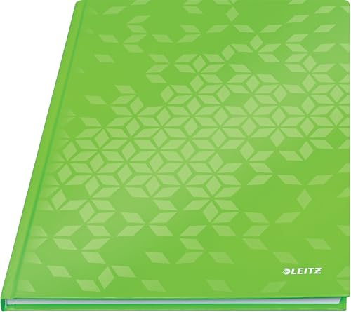 Leitz WOW Notizbuch A4 liniert, Hardcover, 160 Seiten, 80 Blatt FSC-zertifiziertes Papier (80 g/m²), Hochwertiger laminierter Einband, Fadenheftung, Für Büro, Schule oder als Tagebuch, Grün, 46251054