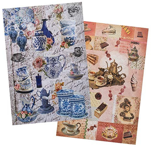 Ideen mit Herz 2 hojas de papel de arroz, papel de decoupage, DIN A4, 2 diseños diferentes, vintage, Navidad, etc. (Nostalgie 08)