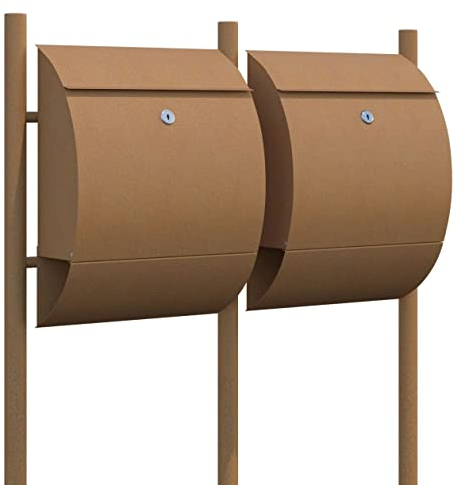 Buzón doble para dos en óxido, diseño Sunshine for Two Rost - Bravios