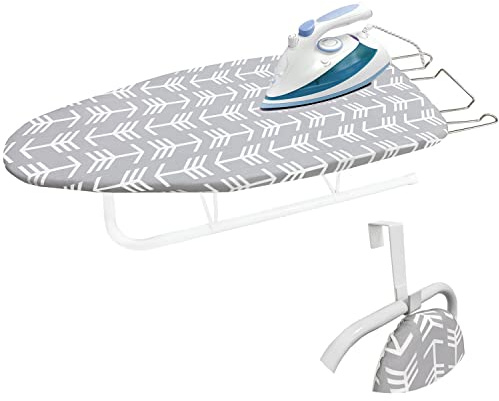 Rblofo Tabla de Planchar de Mesa con Patas Plegables, pequeña Tabla de Planchar portátil con Cubierta Acolchada de algodón Extra Gruesa y Resistente, Mini Tabla de Planchar Que Ahorra Espacio para