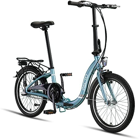 PACTO Seven Vélo pliant – Vélo hollandais – Cadre en aluminium – Jantes en aluminium – 3 vitesses Nexus – Freins de jante – Facile à plier (bleu)