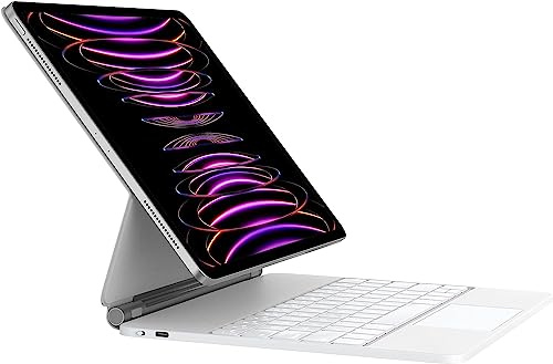HOU Tastiera compatibile con iPad Air 13'' (M3 2025/M2 2024) compatibile con iPad Pro 12.9 2021 6a/5a/4a/3a Generazione, Design Magnetico Flottante, Trackpad,Tastiera Retroilluminata Bianco