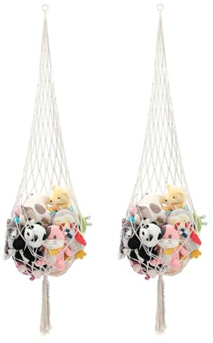 BSOMAM Hammock Storage Toy Net, Soft Teddy Storage, Mesh Nursery Play Corner (2PCS)