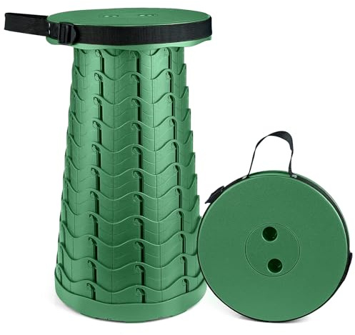 Hesanzol Upgraded Collapsible Stool for Adults, Portable Telescoping Foldable Seat Retractable for Camping Garden Hiking Travel, Adjustable Telescopic Max Load 400lbs