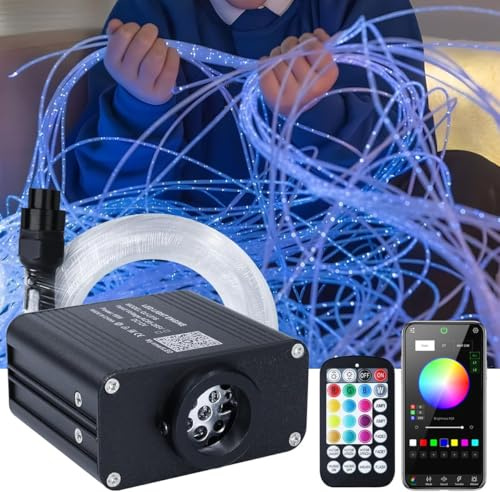 Callsky Luces sensoriales de fibra óptica de 16 W para habitación sensorial/niños autistas, aplicación, centelleo, motor de luz activada por sonido, resistente y duradero (3 x 0.75), cables de punto