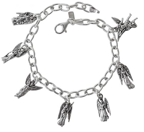 Inmaculada Romero IR Siete Arcángeles Pulsera Plata Ley 925m mujer 19cm. eslabones 5mm. SAN MIGUEL SAN RAFAEL