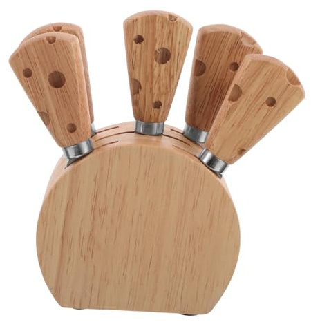 COLLBATH 1 Juego Utensilios para Queso Inoxidable con Mango de Madera y Soporte Juego para Cortar y Esparcir Tablas de Charcutería Sociales