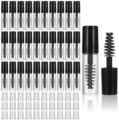30Pcs Empty Mascara Tube with Eyelash Wand 2ml Mascara Bottles with Brush Rubber Inserts Mini Eyelashes Cream Container Bottle for Travel Small Sample Size Eyelash Growth packing