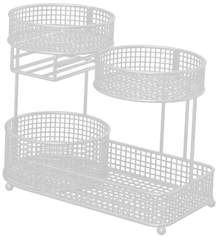 LRXFPIYF de Metal, Cesta para Verduras, Cuenco, Frutero de 3 Niveles, Organizador de Frutas para Encimera, Material de Hierro, Malla Transpirab, Blanco, Individual