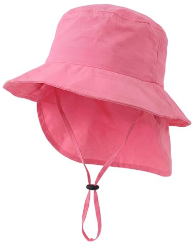 RoxNvm Gorro Pescador Niño, Gorro Bebe Sol con Protección para el Cuello, Ajustable Gorros Proteccion UV Bebe UPF 50, Sombrero Pescador, Gorros Playa Chapeu Criança para Niños y Niñas (Rosa)