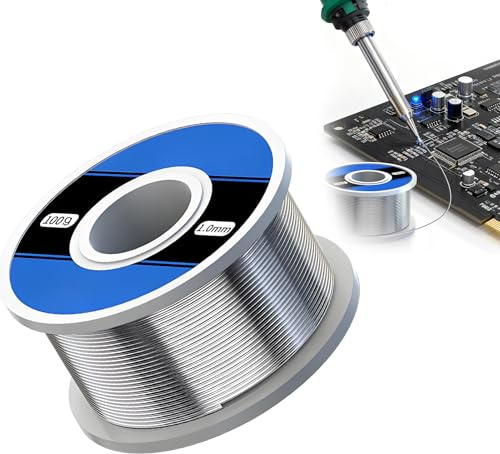 Stagno per Saldare 1mm 100g, Filo di Saldatura 60/40 con Flussante a Basso Punto di Fusione, Rocchetto Stagno Elettronica Professionale per Riparazione Circuiti e Fai da Te, Saldature Lucide