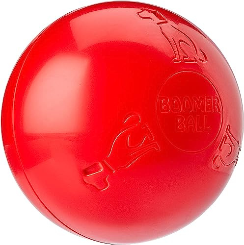 BOOMER BALLE - Balle pour Chien Quasiment Indestructible, Jouet Résistant pour Chien, La Balle Flotte Sur L'eau et est Idéale pour Les Chiens Énergiques, 10cm, Envoyé en Rouge ou en Bleu