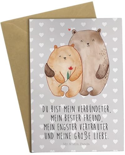 Mr. & Mrs. Panda Beileidskarte Bären Liebe - Geschenk, einladungskarten, Blume, hochzeitskarten, osterkarte, babykarte, Hochzeitstag, Glückwunschkarte, Verknallt, Hochzeit, Freundin, Umarmung