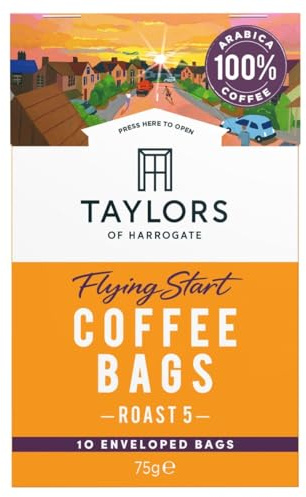 Taylors of Harrogate, Roast 5, Flying Start Coffee Bags, 10 Enveloped Bags (Pack of 1)