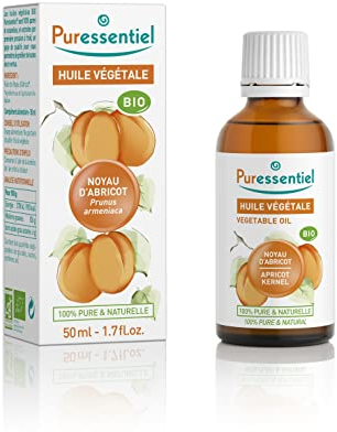 Puressentiel - Huile Végétale Noyau d'abricot - Pressée à froid - Bio - 100 pourcent pure et naturelle - Vegan et Cruelty free - 50 ml