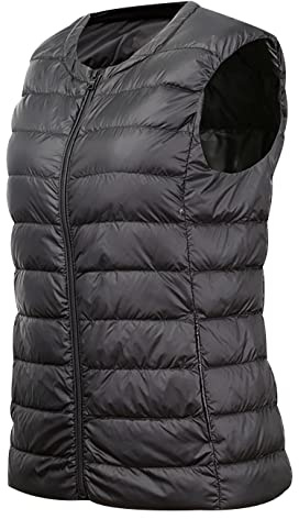 Doudoune Légère sans Manche Femme Veste Doudoune Fine Legere sans Manches Femme Gilet Matelassé Blouson sans Manche Femme Duvet Grande Taille Chaude Manteau Puffer Jacket sans Manche Femme Noir 3XL