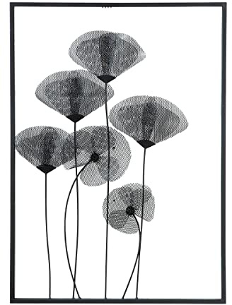 Casablanca Deco väggrelief vallmo – bild och väggdekoration av metall – 70 x 50 cm