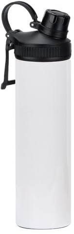 MR.R 1 Pack Sublimation Edelstahl Sport Wasserflasche 500ML mit Twist Deckel Weiß mit tragbarem Griff Doppelwandige Vakuumflasche Auslaufsichere Wasserflasche mit Handgriff