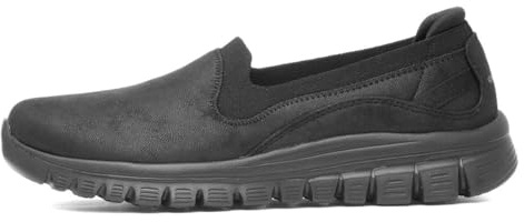 Skechers Women's Graceful Leaning in Slip-On Sneakers, Black Microleather/Knit, 7 UK