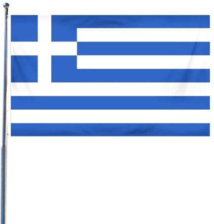 5ft x 3ft Greece Flag 90 * 150cm Greek National Flag with Two Brass Grommets Large Banner of Greece for Festival Party Sport Events Gardens Home Indoor and Outdoor Decoration