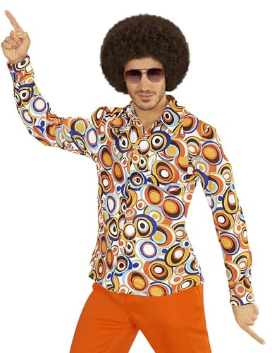 W WIDMANN MILANO Party Fashion - Mode Festive - Chemise années 70, Chemise pour Homme, Style Disco, Costumes de Carnaval