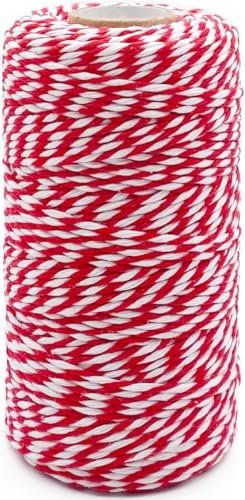 Christmas Twine String, 2mm,100m,Red White Baker's String for Crafts, Baking, Gardening, DIY Home Decoration