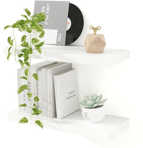 Feihorrm Wandregal Weiß, 40cm Wandboard 2er Set, 23.5cm Tiefe Schweberegal aus MDF Holz, Regal Wand, Regalbrett für Küche, Arbeitszimmer, Badezimmer, Schlafzimmer und Wohnzimmer