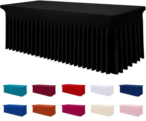 Smiry Spandex Elastic Fitted Table Cloth Skirt for 6FT Rectangle Table