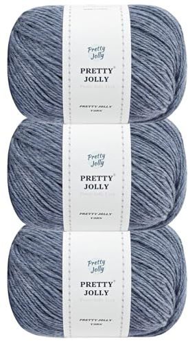 Pretty Jolly 3 Skeins mjukt merinoull garn – mjukt och varmt, fingervikt, ullgarn för virkning och stickning, totalt 150 g/555 m (blå)
