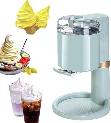 Gelatiera Elettrica con Tritaghiaccio, Frullatore Elettrico Riutilizzabile In Acciaio Inox per Frappè e Frullatore per Bevande, Mini Macchina Automatica per Gelato Soft Alla Frutta,A