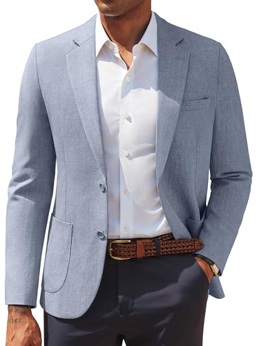 PJ PAUL JONES Mens Two Button Sport Coats Lightweight Pattern Lined Blazer Casual Notch Lapel Sportcoat Blue Grey