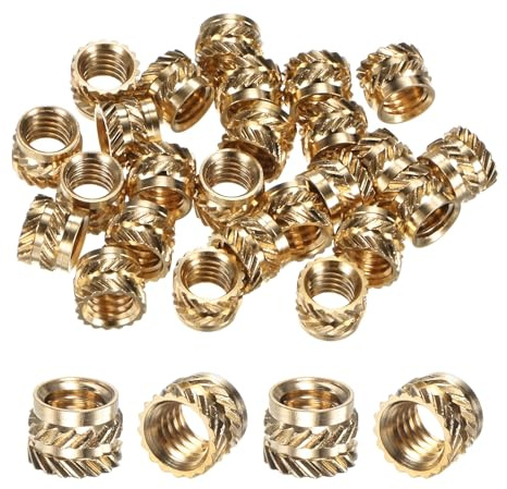 M METERXITY 20-Pack Threaded Inserts M6x6x8mm Brass | Female Knurled Metric Nuts, Heat Set Insert, Embedment Nuts, for Plastic, DIY 3D Printing Components