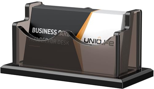 Uniclife Porta biglietti da visita in acrilico per scrivania, 1 slot orizzontale, espositore per biglietti da visita, per uomini e donne, organizer per carte da scrivania per ufficio e casa, capacità