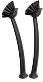 2 spazzole con manico da 28 cm, spazzola per lavello, spazzola nera con manico lungo, per la pulizia dei piatti della cucina, pentole e lavandini