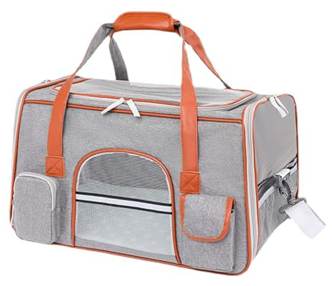 Transportín Plegable para Gatos - de Transporte para Gatos, de Viaje para Gato 47 cm | Transportín Transpirable para Perros | para Perros hasta 6,5 kg con Inserto Suave para Coche, v