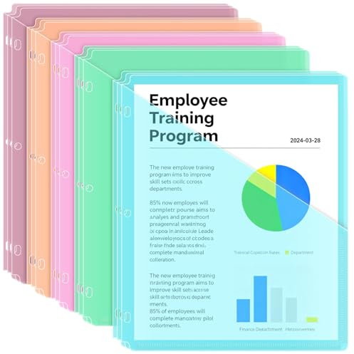 Fyess 15Pack 3 Hole Punch Colored Plastic Document Folders,Organized Up Poly Translucent Slash Slash File Jacket US Letter/ A4 Size 20C(2mm),L-Tape Transparent Document Folders Copy Safe Pockets