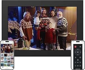 WiFi Digital Photo Frame,10.1 Inch Digital Picture Frame,64GB Electronic Photo Frame,1280x800 IPS Touch Screen,Auto-Rotate,Wall/Table Mountable,Easy to Share Photos and Videos via AiMOR APP