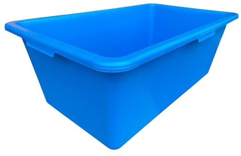 90L Heavy Duty Plastic Tub Blue Rectangular Multipurpose Utility Trough Approx 20 Gallon Dog Bath Horse Water Trough Livestock Feed Bucket Farm Stable Workshop Garden Storage Easy Clean