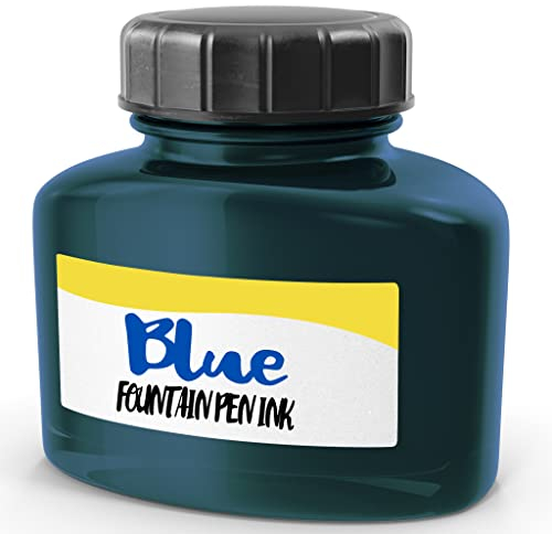 WASHABLE Blue Fountain Pen Ink Bottle - Refill for Caligraphy Pens, Brush Pens & Various Types - 60ml