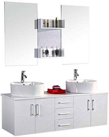 SIMBA S.R.L. Mobile Bagno White Lion arredo Bagno arredobagno 150 cm Bianco Laccato Mobile + lavandini + specchi + 2 miscelatori Completo Moderno Il Piu Venduto