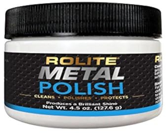 Rolite Metal Polish Paste, 4.5 oz, Industrial Strength Scratch Remover & Cleaner for Aluminum, Chrome, Stainless Steel, Restores Shine to All Metals, Heavy-Duty Polishing Paste