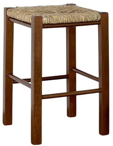 OKAFFAREFATTO MADDALONI Sgabello in legno con seduta in paglia in tinta noce alto 47 cm da terra alla seduta nuovo già montato gambe dritte