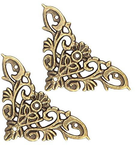 Coin décoratif, 12 PCS Protection pour Meubles Style Antique en Forme de Creux pour Bijoux Scrapbook Album Protecteur Boîte en Bois Coin Décor Quincaillerie Accessoire(Large)