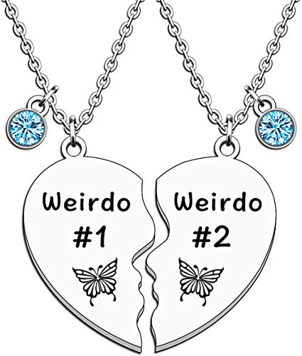 JMIMO Best Friends Necklace Friendship Gift BFF Women's Fashion Jewelry Present Good Friends Heart-shaped Splicing Necklace Weirdo 1 Weirdo 2 (2 Pcs)