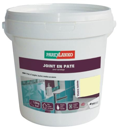 Parexlanko, Joint en Pâte prêt à l'emploi, Joint de carrelage compris entre 1 à 6mm pour mur et plan de travail intérieur, Ecru, 1,5 kg