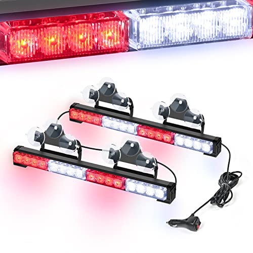 Nilight Traffic Advisor Emergency Strobe Light Bar 2 in 1 17Inch 32LED 23 Flash Patterns Directional Safety Warning Lights with Cigar Lighter on Trucks Police Construction Vehicles