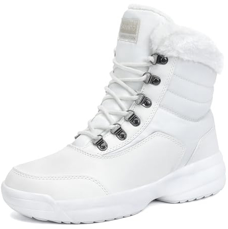 Dannto Stivali da Neve Donna Inverno Scarpe Outdoor Antiscivolo Pelliccia Invernali Stringate(beige,43)